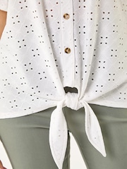 Roman White Jacquard Broderie Tie Front Top - Image 5 of 5