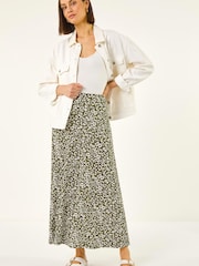 Roman Green Leopard Print Midi Skirt - Image 4 of 5