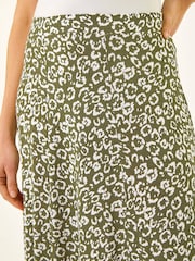 Roman Green Leopard Print Midi Skirt - Image 5 of 5