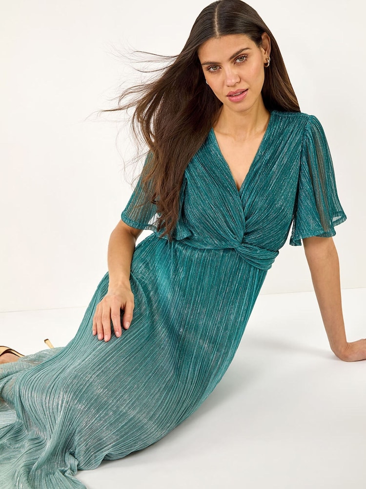 Teal - Roman Ombre Plisse Midi Dress - Εικόνα 1 από 5