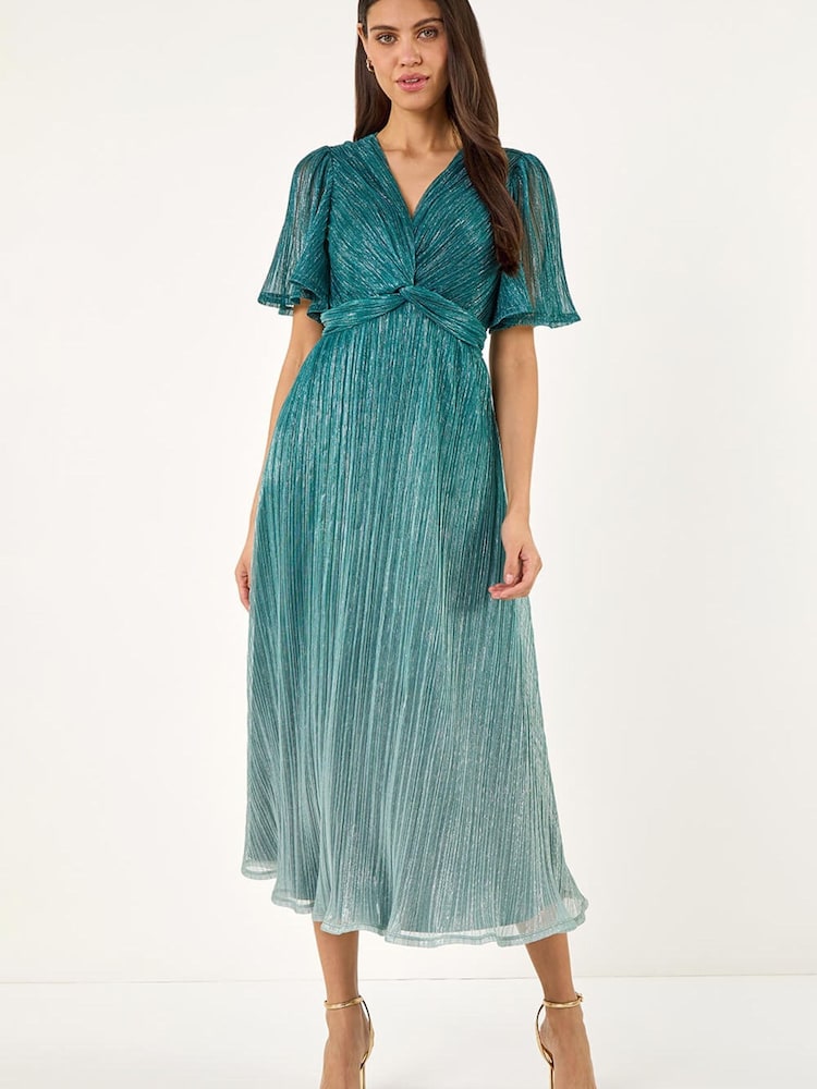 Teal - Roman Ombre Plisse Midi Dress - Εικόνα 2 από 5
