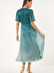 Teal - Roman Ombre Plisse Midi Dress - Εικόνα 3 από 5