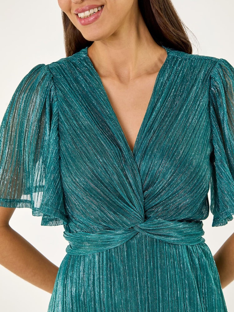Teal - Roman Ombre Plisse Midi Dress - Εικόνα 5 από 5