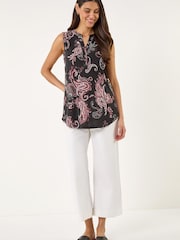 Roman Black Paisley Puff Print Vest Top - Image 1 of 5