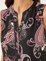 Roman Black Paisley Puff Print Vest Top - Image 5 of 5