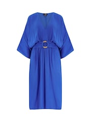 Pour Moi Ultramarine Crinkle O-Ring Midi Beach Kaftan - Image 3 of 4