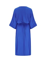 Pour Moi Ultramarine Crinkle O-Ring Midi Beach Kaftan - Image 4 of 4