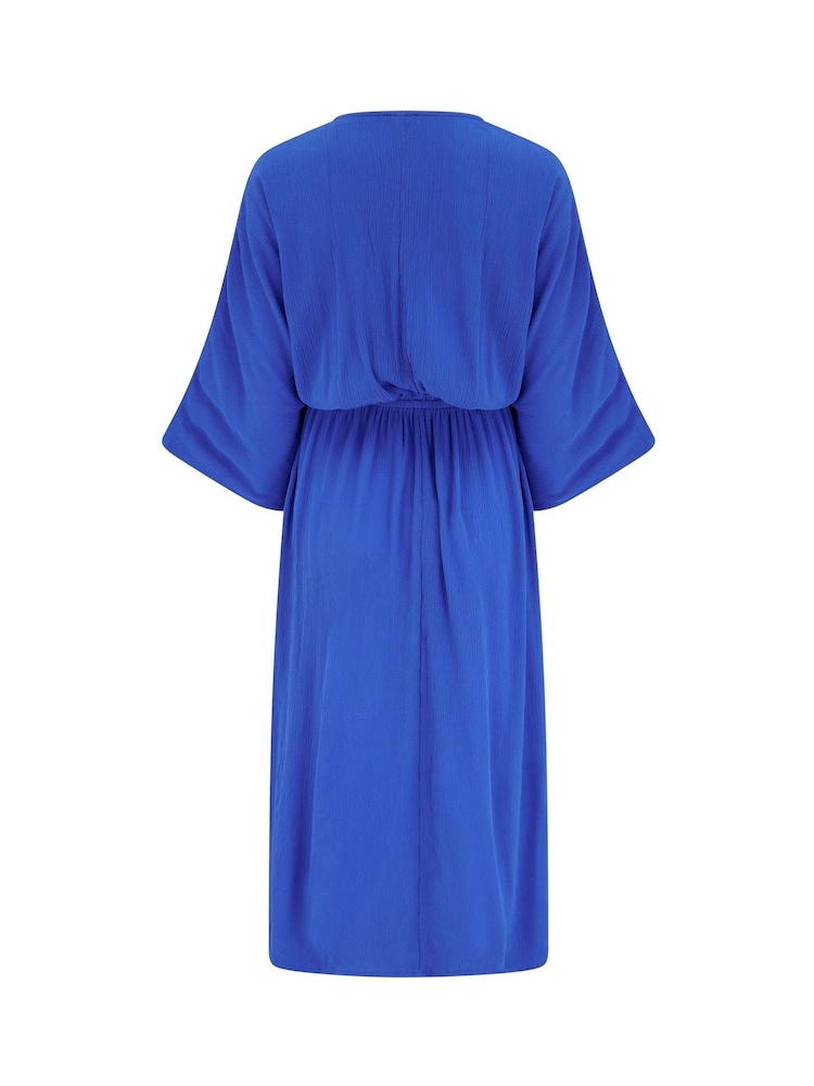Pour Moi Ultramarine Crinkle O-Ring Midi Beach Kaftan - Image 4 of 4 Pour Moi Ultramarine Crinkle O-Ring Midi Beach Kaftan - Image 4 of 4
