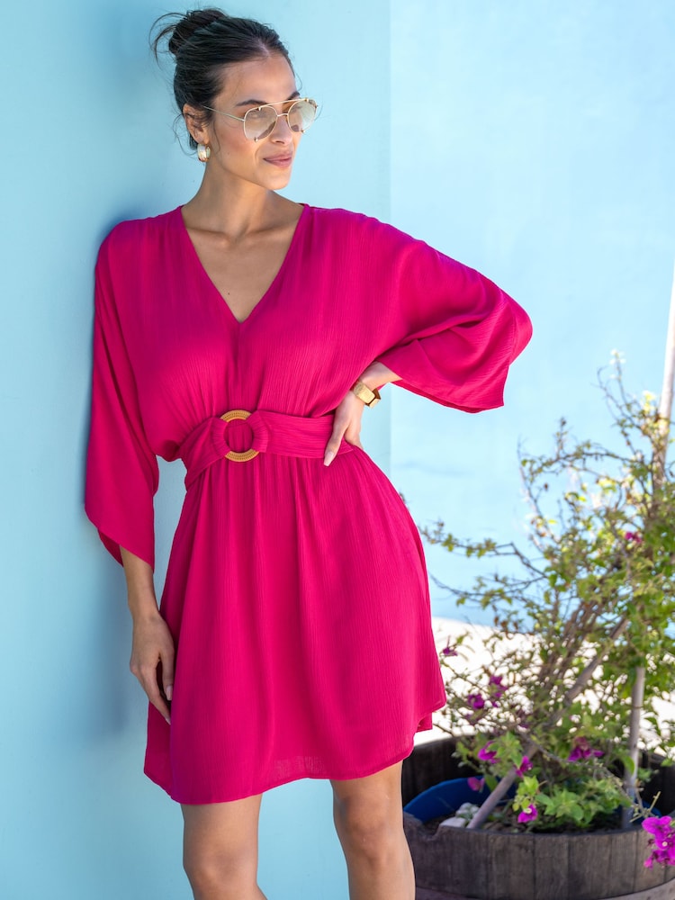 Rosa - Pour Moi – Crinkle – O-Ring-Strandüberwurf aus Webstoff - Bild 1 von 4