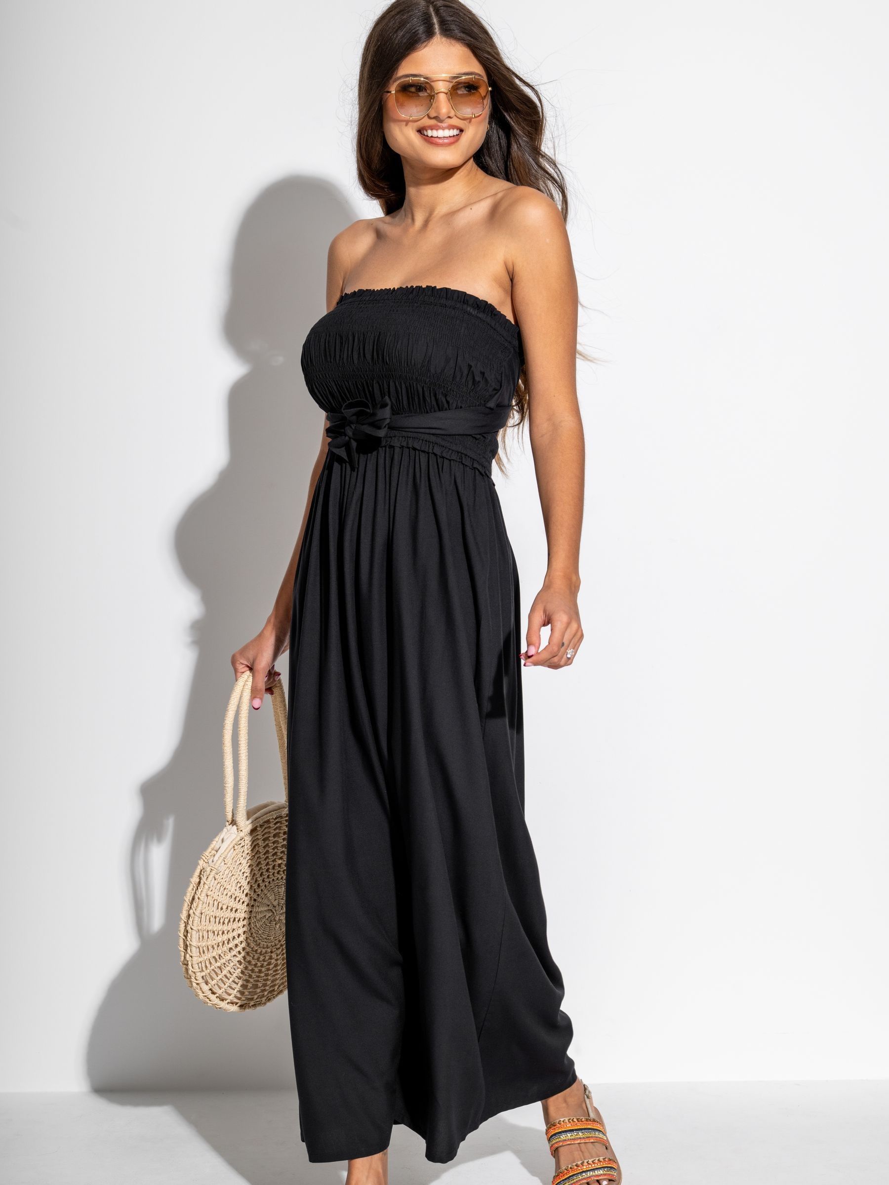 Comprar Preto - Pour Moi Vestido Zoey com corpete franzido