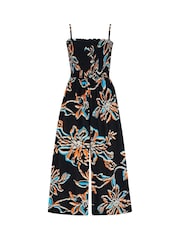 Itim na Bulaklak - Pour Moi Anna Strapless Shirred Bodice Crop Leg Beach Jumpsuit - Larawan 3 ng 4