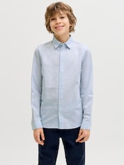 JACK & JONES JUNIOR Blue Linen Blend Long Sleeve Shirt - Image 1 of 5
