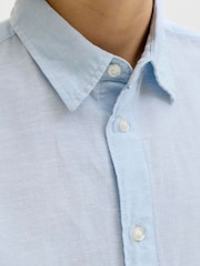 JACK & JONES JUNIOR Blue Linen Blend Long Sleeve Shirt - Image 5 of 5