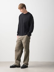 Brown Baggy Fit Cotton Stretch Cargo Trousers - Image 2 of 9