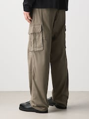 Brown Baggy Fit Cotton Stretch Cargo Trousers - Image 3 of 9