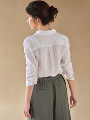 Pure Collection White Linen Loose Fit Shirt - Image 2 of 4