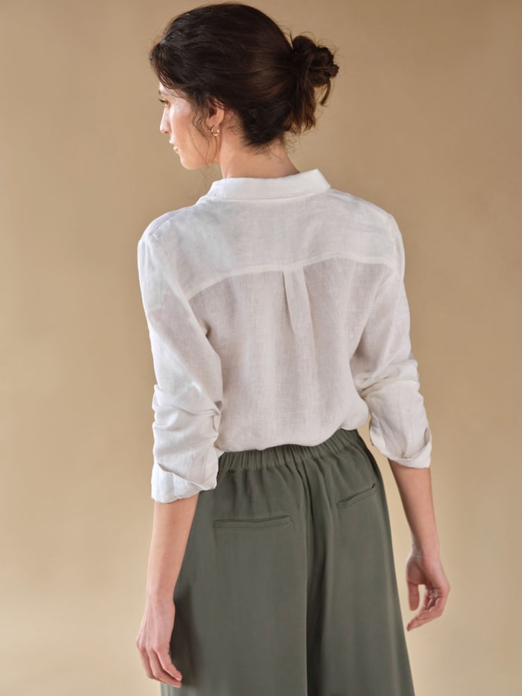 Pure Collection White Linen Loose Fit Shirt - Image 2 of 4 Pure Collection White Linen Loose Fit Shirt - Image 2 of 4