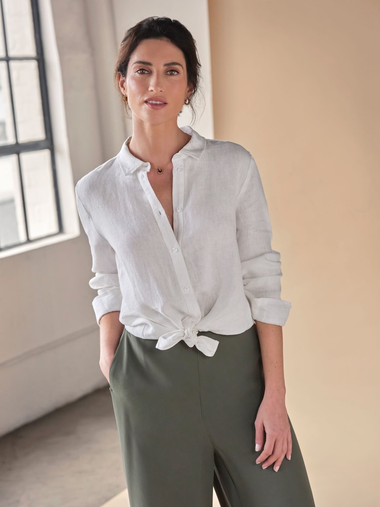 Pure Collection White Linen Loose Fit Shirt - Image 4 of 4 Pure Collection White Linen Loose Fit Shirt - Image 4 of 4