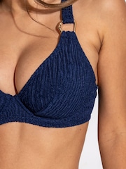 Pour Moi Navy Algarve Non Padded Underwired Textured Bikini Top - Image 2 of 4