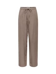 ONLY Brown Straight Fit Linen Blend Trousers - Image 1 of 3