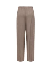 ONLY Brown Straight Fit Linen Blend Trousers - Image 2 of 3