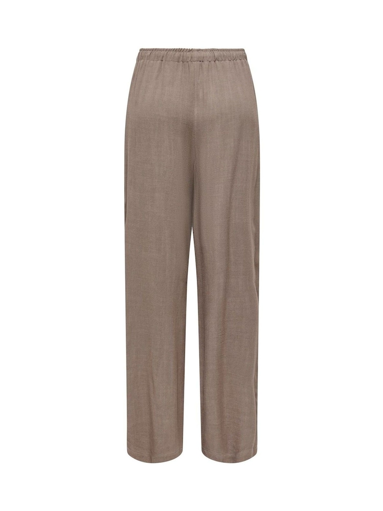 ONLY Brown Straight Fit Linen Blend Trousers - Image 2 of 3