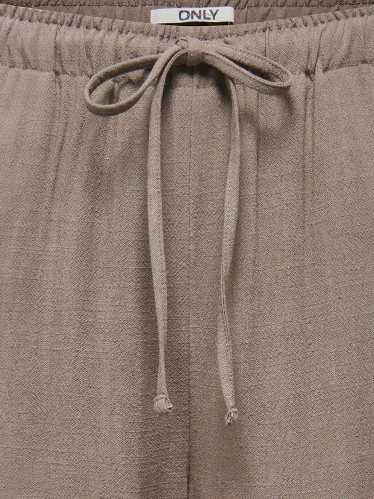 ONLY Brown Straight Fit Linen Blend Trousers - Image 3 of 3