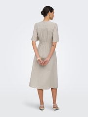 ONLY Cream Short Sleeve Button Through Midi Dress - Image 3 of 7