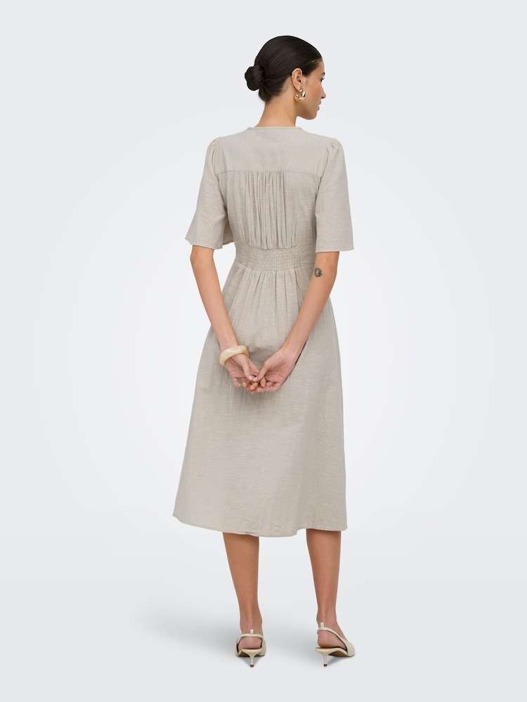 Buy ONLY Cream Short Sleeve Button Through Midi Dress from Next USA