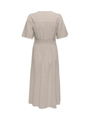 ONLY Cream Short Sleeve Button Through Midi Dress - Image 7 of 7