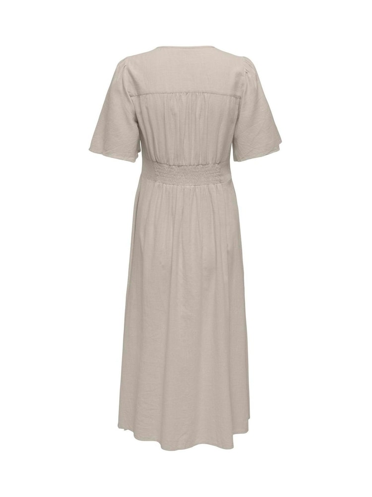 ONLY Cream Short Sleeve Button Through Midi Dress - Image 7 of 7 ONLY Cream Short Sleeve Button Through Midi Dress - Image 7 of 7