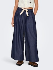 ONLY Blue High Waist Wide Palazzo Chambray Denim Trousers - Image 1 of 6