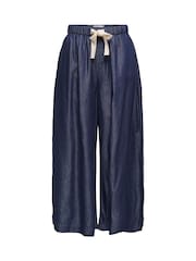 ONLY Blue High Waist Wide Palazzo Chambray Denim Trousers - Image 5 of 6