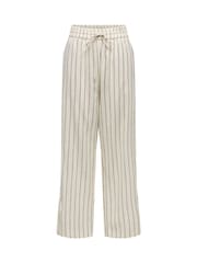 ONLY Cream Stripe Cotton Drawstring Trousers - Image 1 of 2
