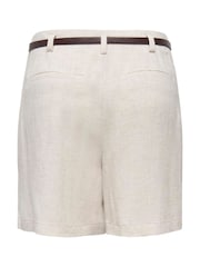 ONLY Cream High Waisted Linen Blend Shorts With Tan Belt - Image 6 of 6