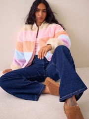Little Bird Colourblock Fur Bomber Jacket - Image 3 of 11