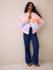 Little Bird Colourblock Fur Bomber Jacket - Image 4 of 11
