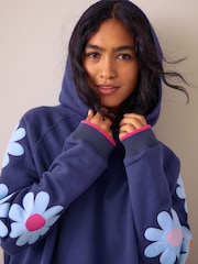 Little Bird Navy Floral Applique Oversized Hoodie - Image 5 of 5