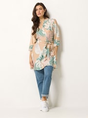 M&Co Pink Abstract Floral Belted Tunic Shirt - Image 2 of 5