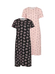 Yours Curve Black Soft Touch Midaxi Nightdresses 2 Pack - Image 7 of 9