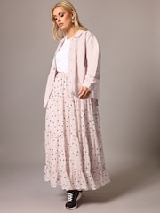 Yours Curve Pink Limited Polka Dot Printed Chiffon Skirt - Image 1 of 2