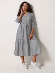 Черный - Ярусное платье макси в тонкую полоску M&Co - Изображение 1 5