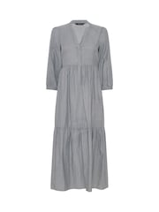 Черный - Ярусное платье макси в тонкую полоску M&Co - Изображение 5 5