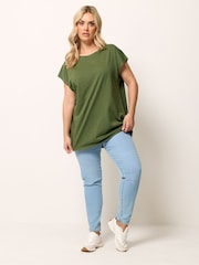 Yours Curve Green Grown On Sleeve T-Shirts 3 Pack - Image 5 of 9