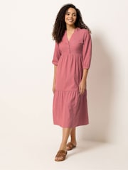 Розовый - Ярусное платье макси в тонкую полоску M&Co - Изображение 2 5