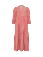 Розовый - Ярусное платье макси в тонкую полоску M&Co - Изображение 5 5