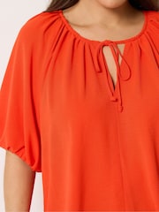 Yours Curve Orange Balloon Sleeve Boho Blouse - Image 4 of 4