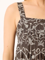 Long Tall Sally Brown Linen Blend Pleated Vest - Image 4 of 5