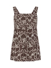 Long Tall Sally Brown Linen Blend Pleated Vest - Image 5 of 5