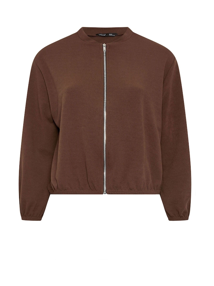 Yours Curve Brown Limited Zip Bomber Jacket - Image 2 of 2